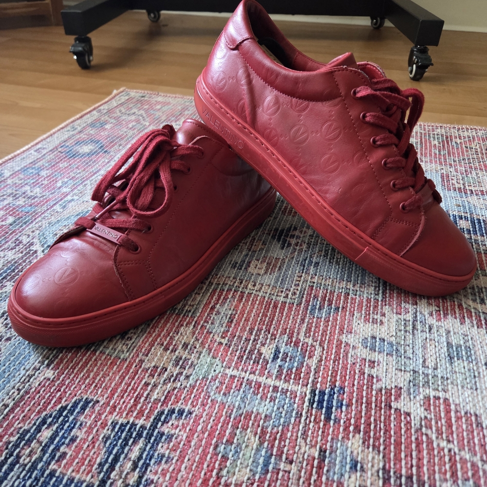 Men's Red Leather Sneakers